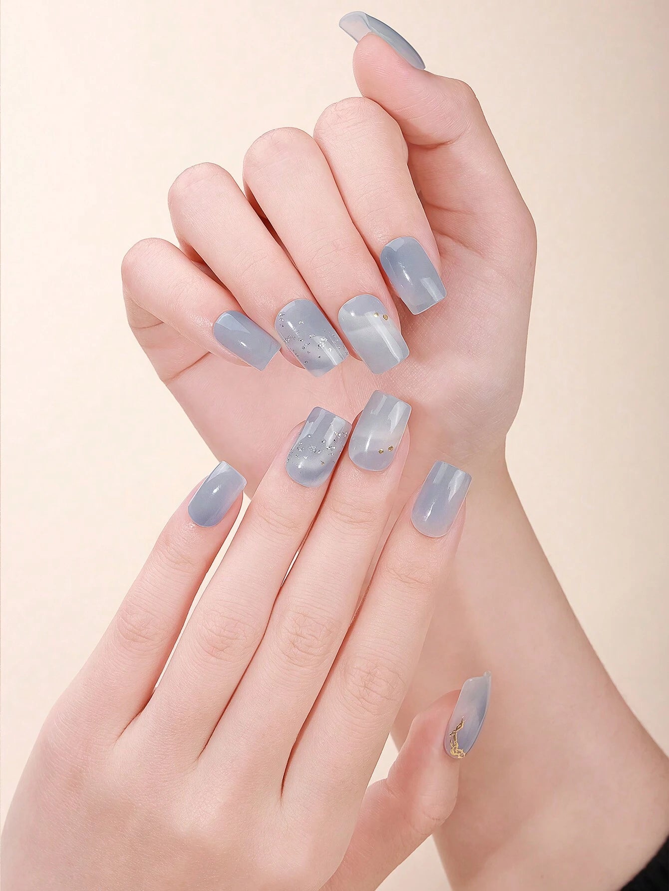 Cloud Atlas - Ethereal, Milky Blue-Grey Semi-Cured Gel Nail Wraps