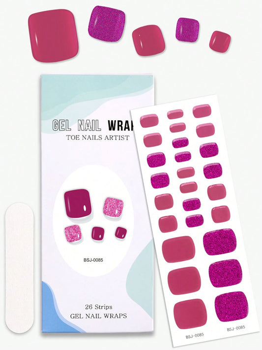 The Fuchsia Fable - Berry Fuchsia Semi-Cured Gel Pedicure Wrap