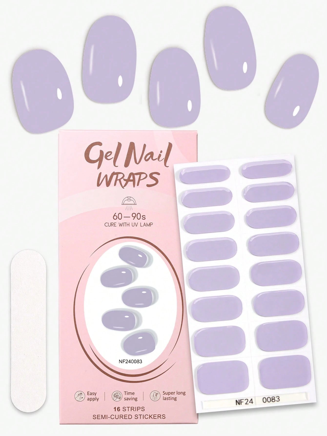The Lilac Lyric - Classic Soft Lilac Semi-Cured Gel Nail Wraps