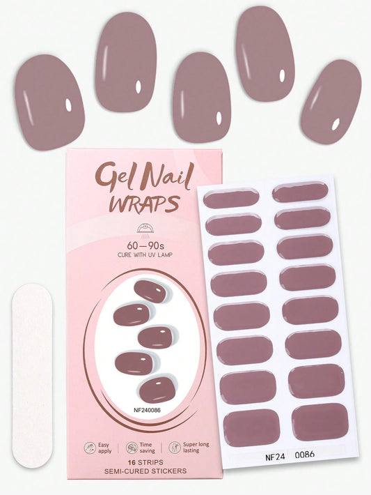 Smokey Mauve - Classic Muted Purple-Taupe Semi-Cured Gel Nail Wraps