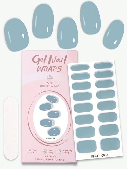 The Slate Story - Classic Slate Blue Semi-Cured Gel Nail Wraps