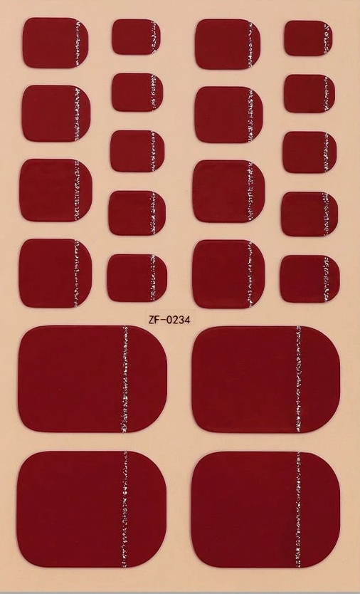 Vintage Vellum Red - Classic Dark Red Fully Cured Gel Pedicure Wrap