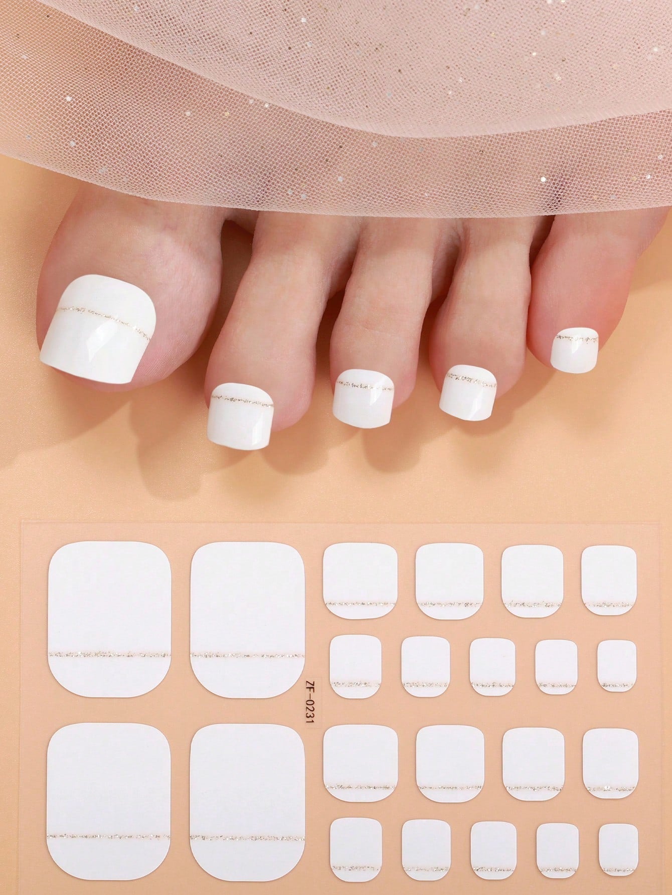 The Silver Lining - Classic White Fully Cured Gel Pedicure Wrap