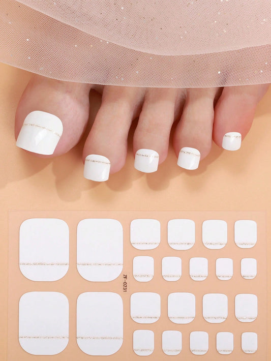 The Silver Lining - Classic White Fully Cured Gel Pedicure Wrap