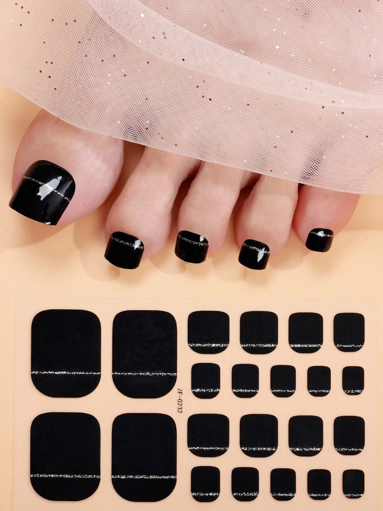 The Night Circus - Classic Black Fully Cured Gel Pedicure Wrap