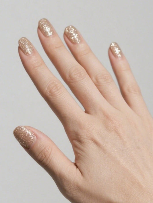 The Great Gatsby - Champagne Gold Glitter Semi-Cured Gel Nail Wraps