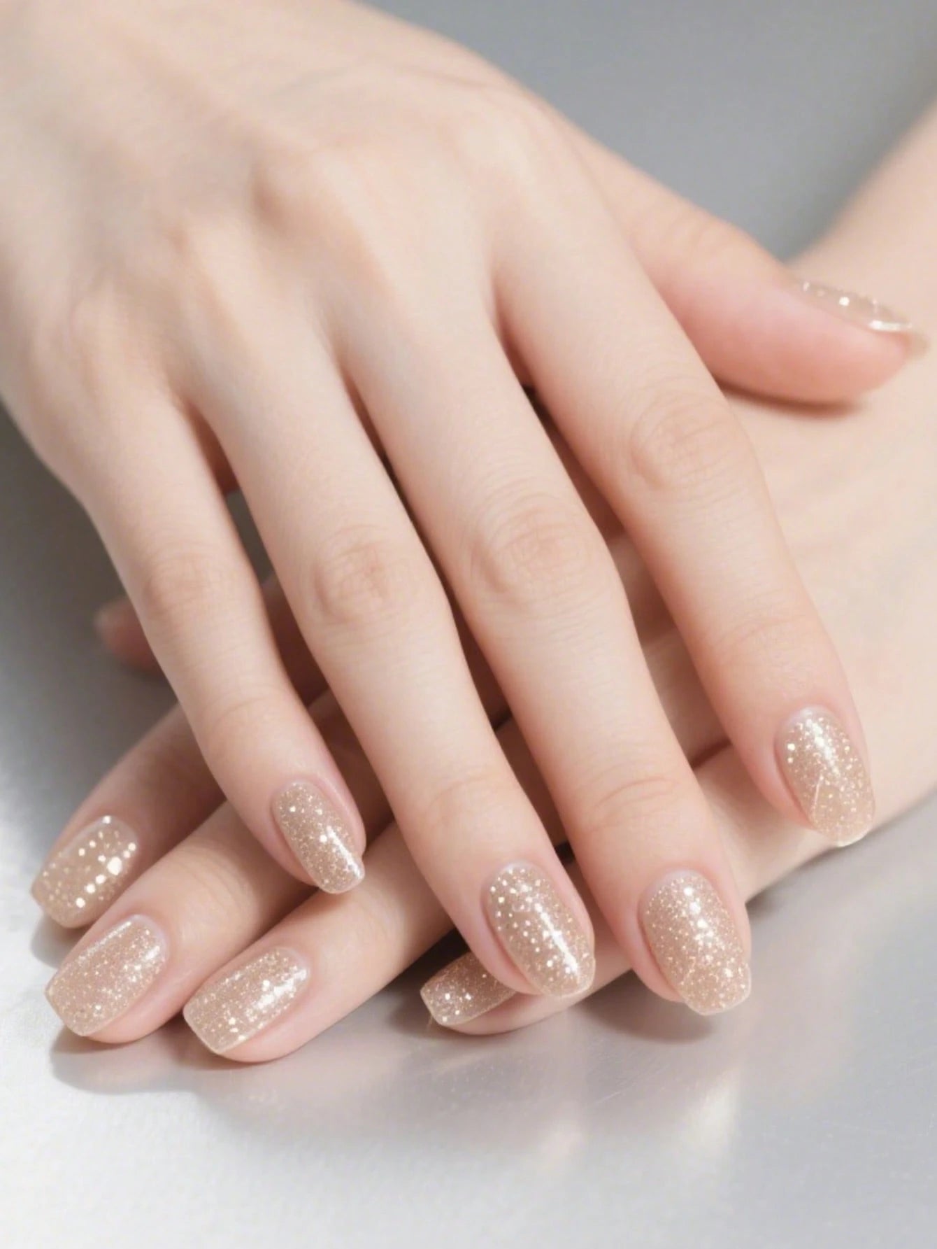 The Great Gatsby - Champagne Gold Glitter Semi-Cured Gel Nail Wraps