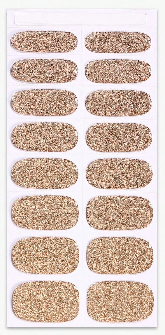 The Great Gatsby - Champagne Gold Glitter Semi-Cured Gel Nail Wraps