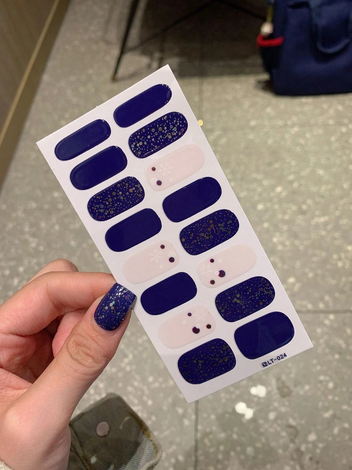 Midnight Blizzard - Deep Royal Blue, Galaxy-Like Glitter Fully Cured Gel Nail Wraps