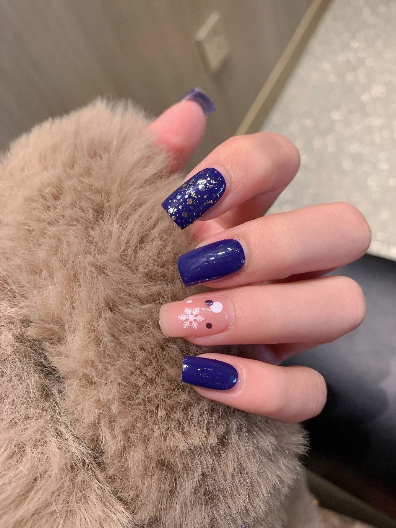 Midnight Blizzard - Deep Royal Blue, Galaxy-Like Glitter Fully Cured Gel Nail Wraps