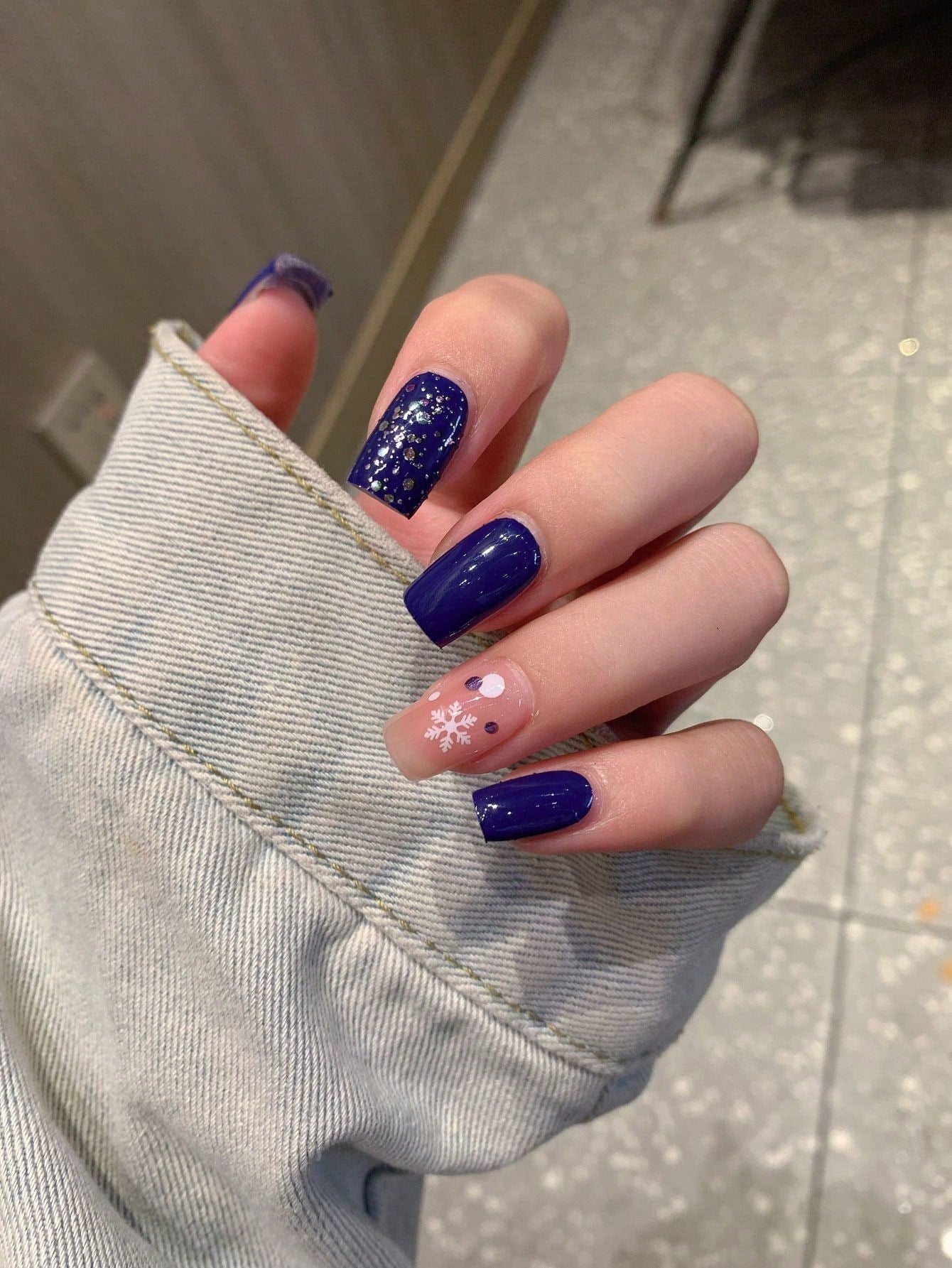 Midnight Blizzard - Deep Royal Blue, Galaxy-Like Glitter Fully Cured Gel Nail Wraps