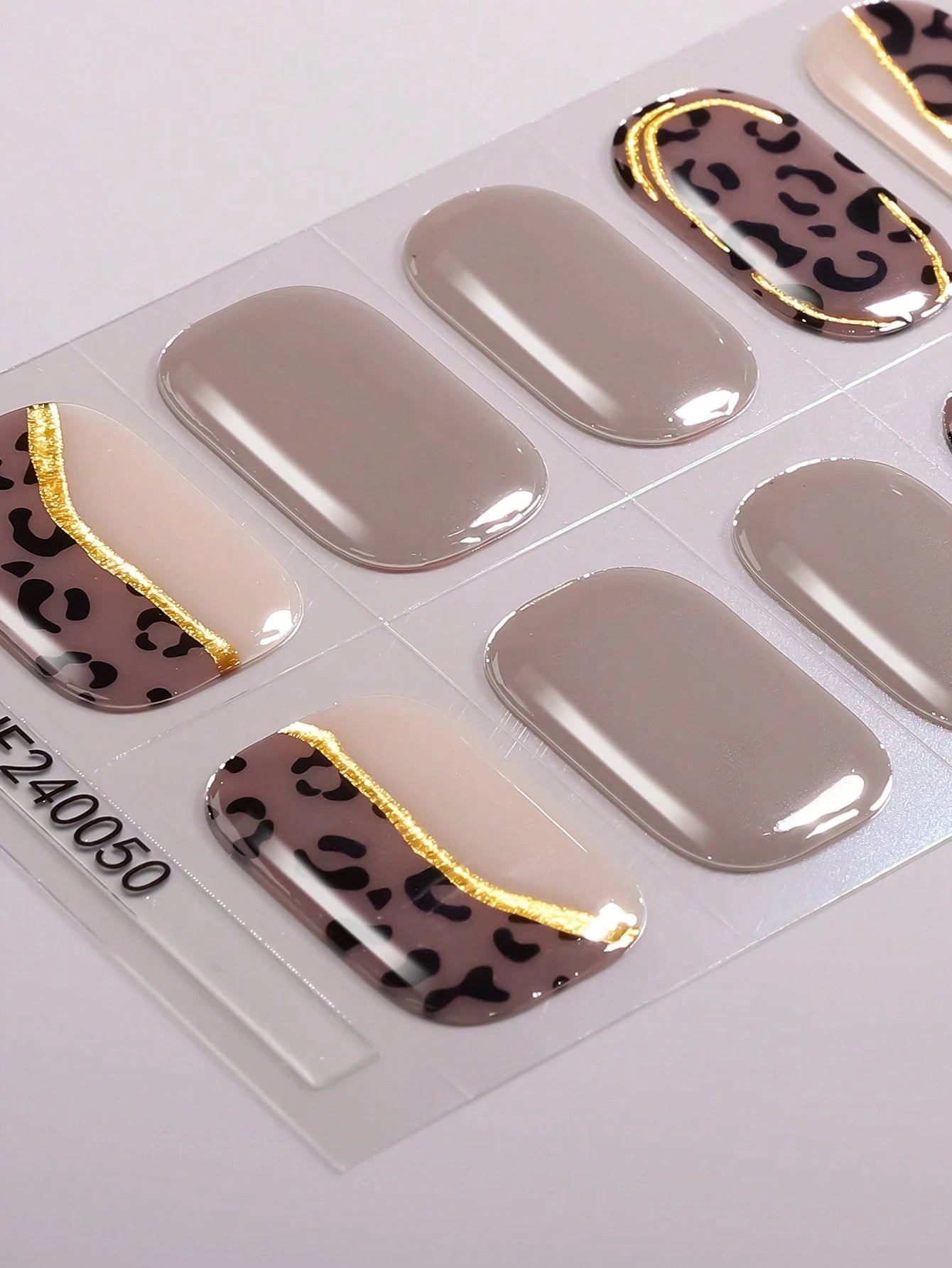 Call of the Wild - Soft Beige/Nude, Black Leopard Print Semi-Cured Gel Nail Wraps