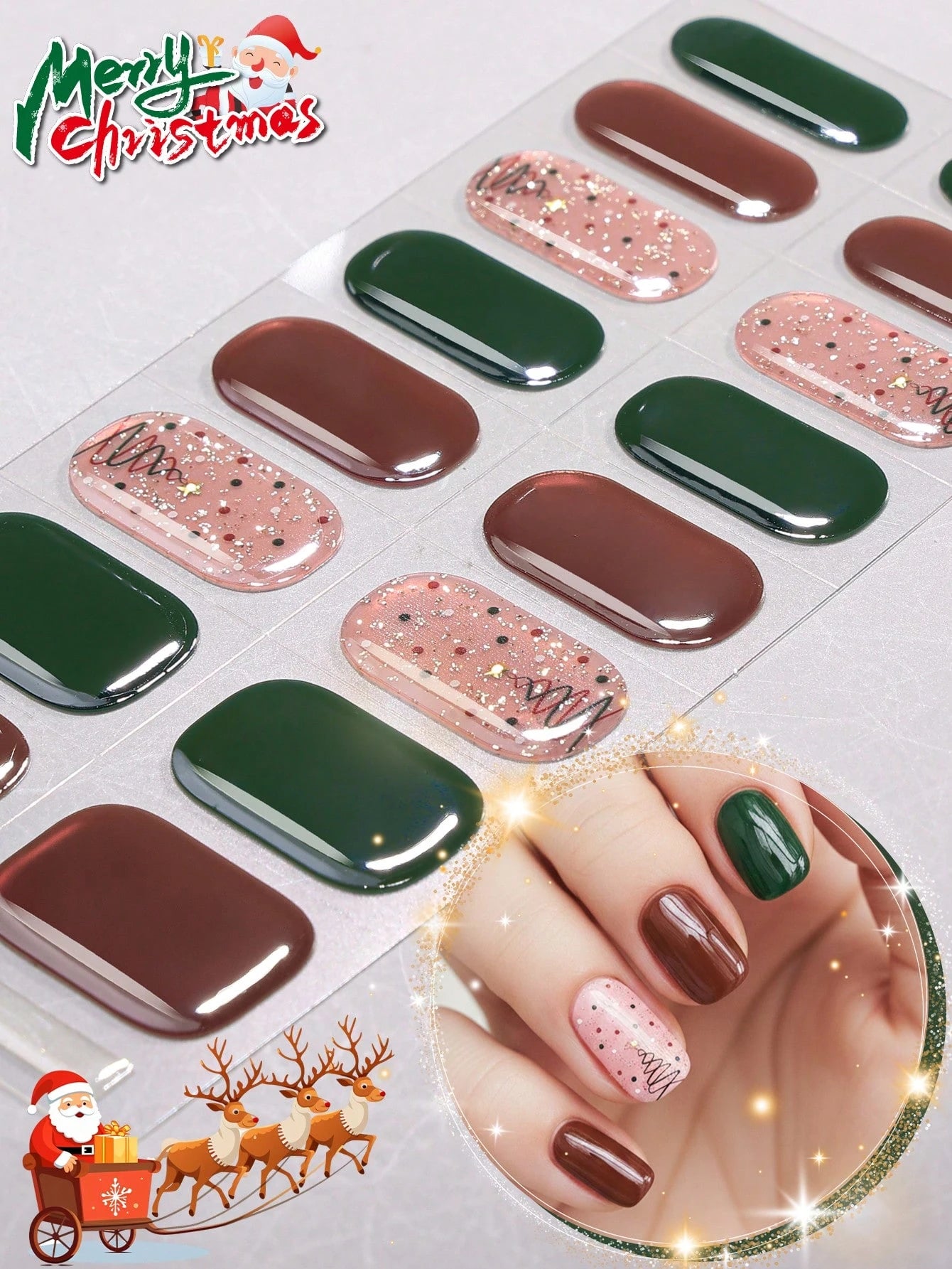 Into the Woods - Dark Forest Green, Chocolate Brown Semi-Cured Gel Nail Wraps (Copy)