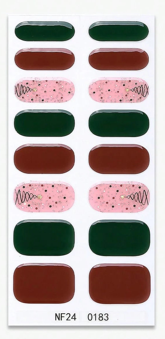 Into the Woods - Dark Forest Green, Chocolate Brown Semi-Cured Gel Nail Wraps (Copy)