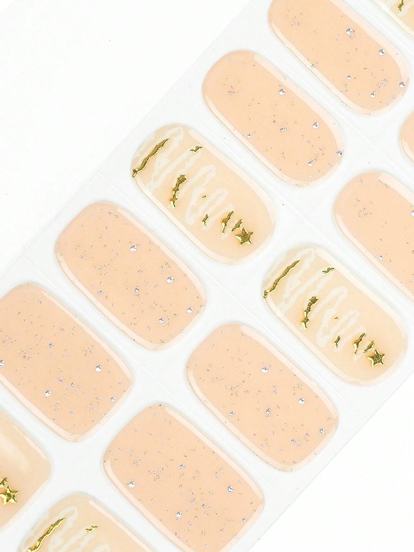 Winter Ballad - White & Gold Glitter Semi-Cured Gel Nail Wraps