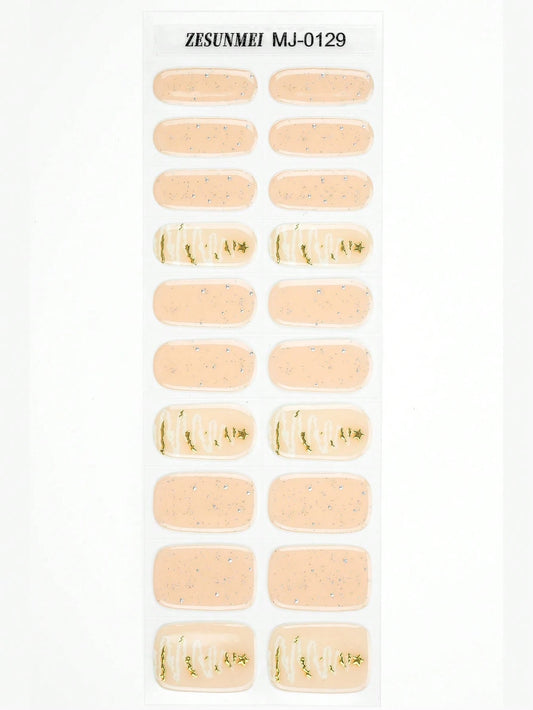 Winter Ballad - White & Gold Glitter Semi-Cured Gel Nail Wraps