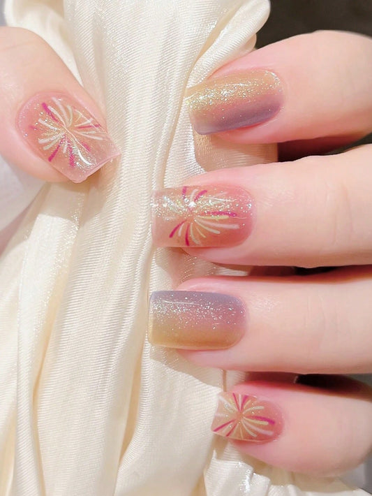 Rose Gold Romance - Metallic Shimmer Semi-Cured Gel Nail Wraps